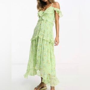 ASOS Light Green Floral Wedding Guest Dress